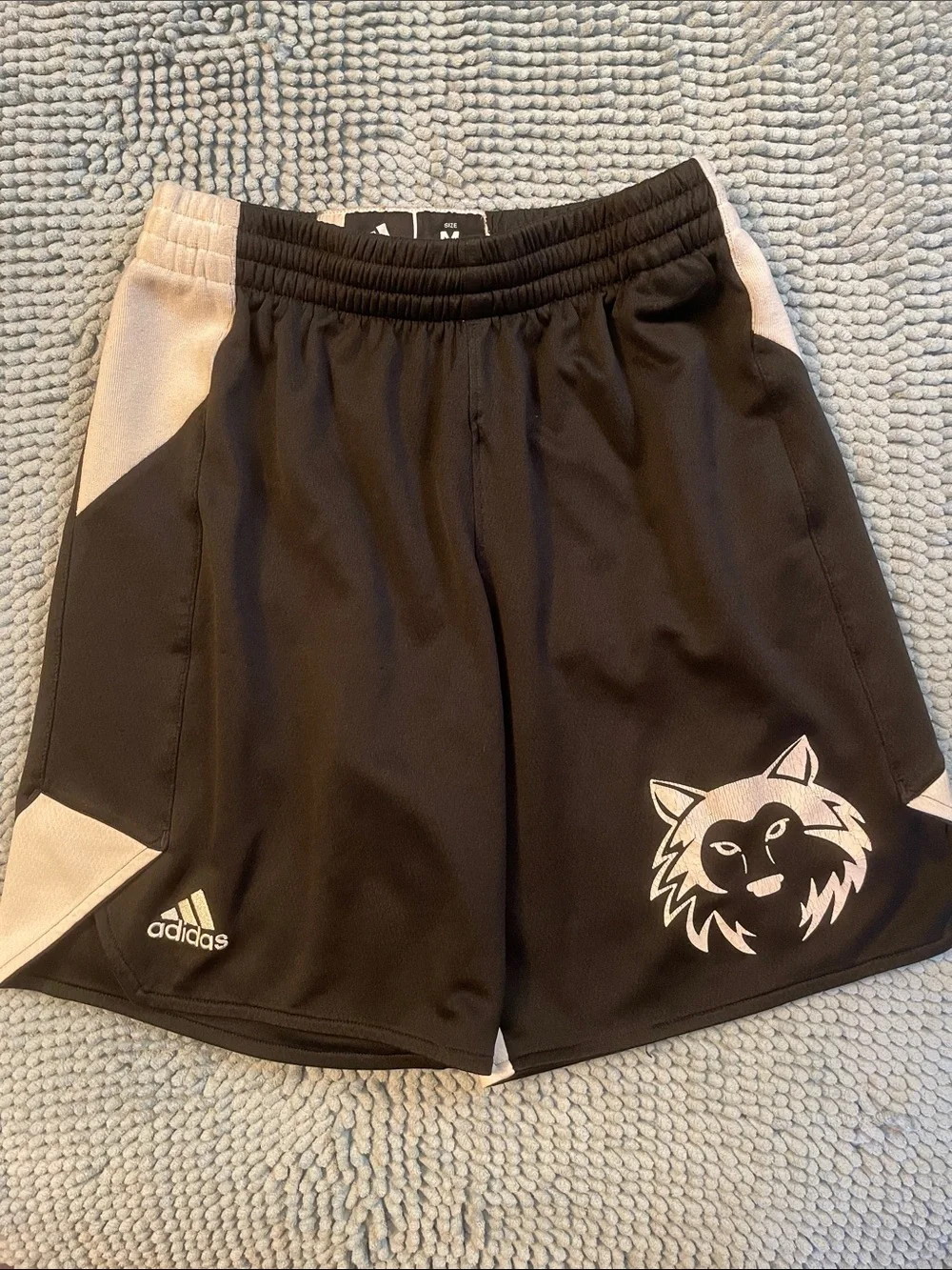 Set of 2 - adidas Black Shorts with White Trim and Wolf Graphic - Kids